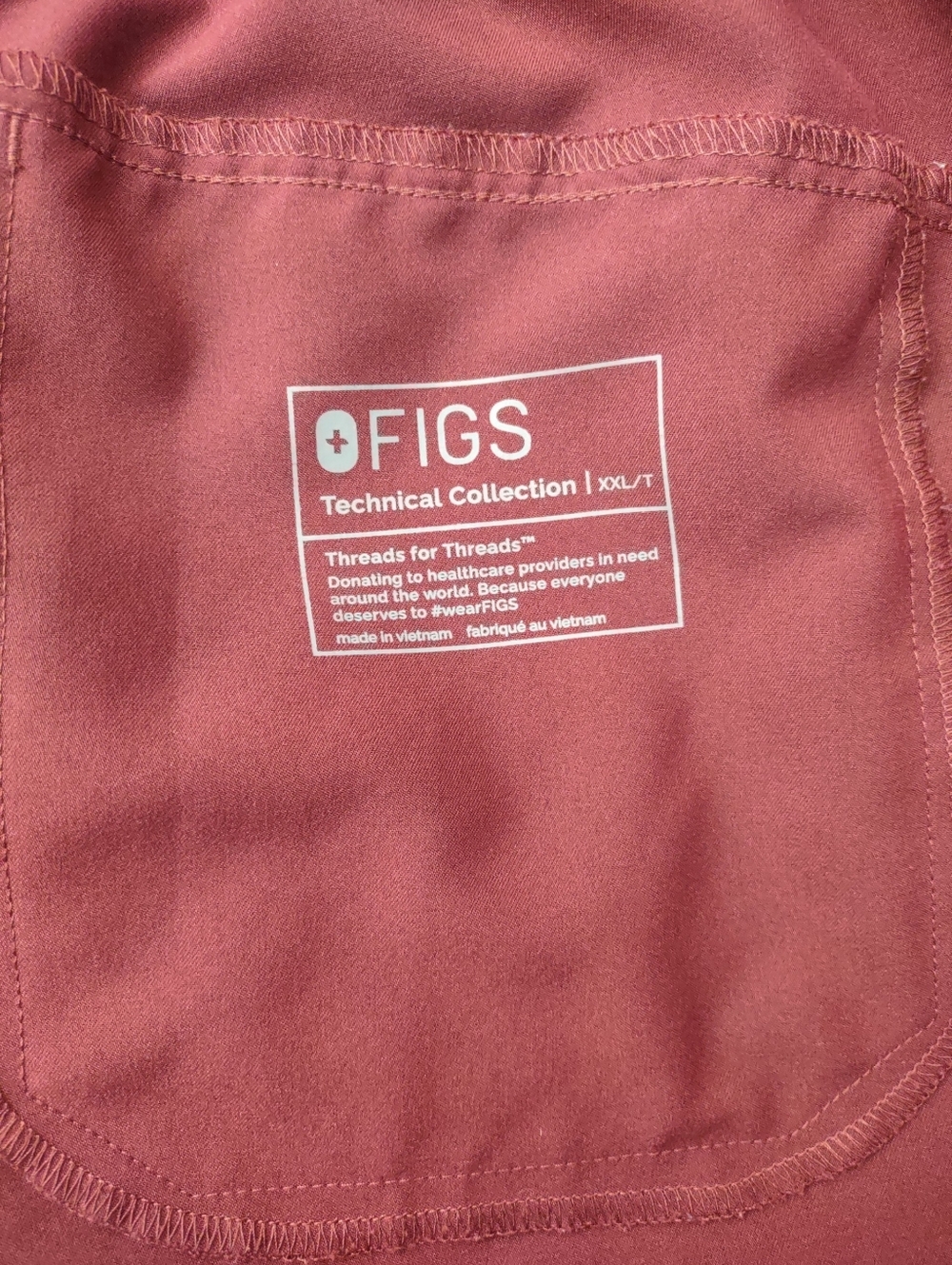 Figs Burgundy High Waisted Isabel Wide Leg Scrub - Picture 4 of 5